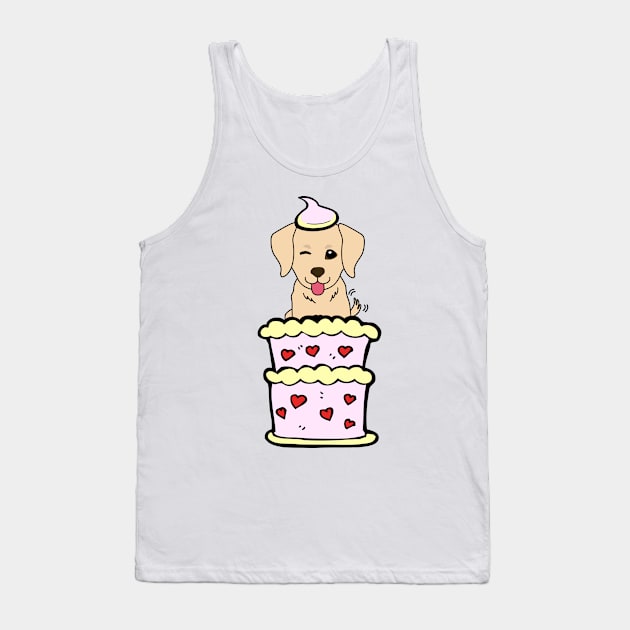 Retriever dog Jumping out of a cake Tank Top by Pet Station